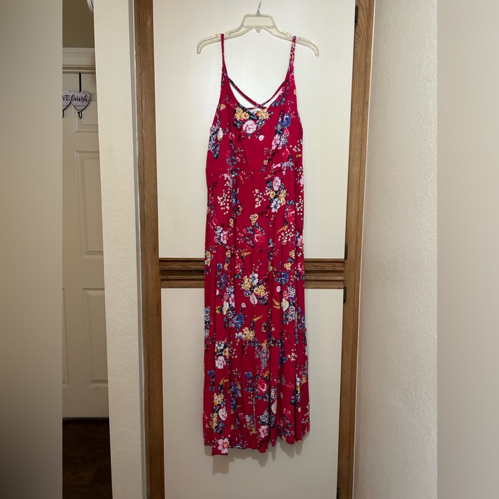 Torrid Floral Maxi Dress Fuchsia Size 2